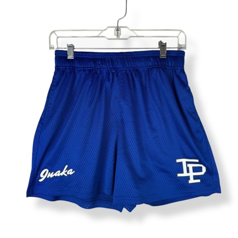 Inaka Power Shorts Mens Size Medium Blue Mesh Gym Athletic Logo‎ Elastic Waist
